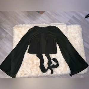 Fashion Nova, Green Long-sleeve Crop Top,  Medium